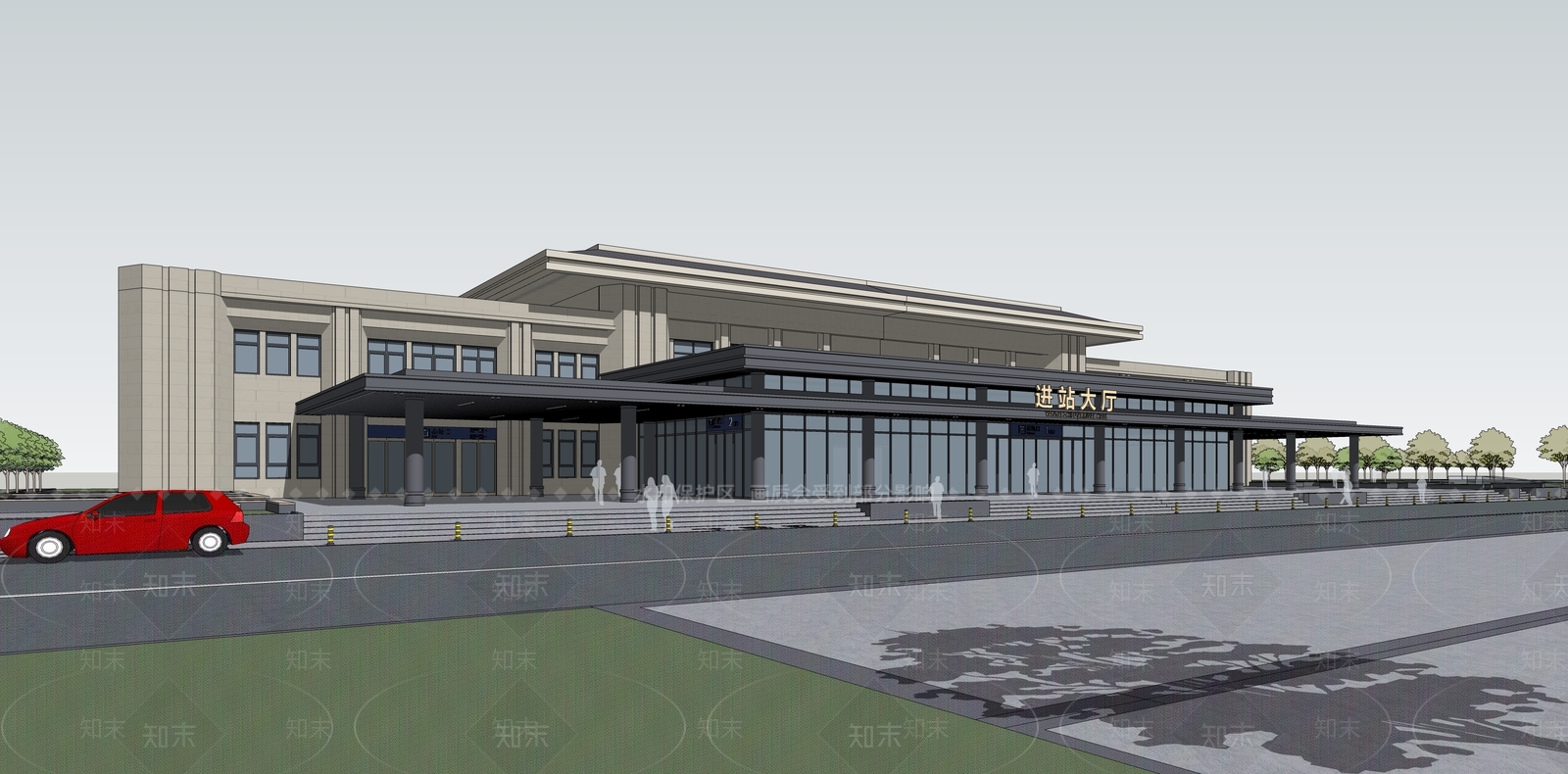 现代欧式火车站SU模型下载【ID:1202732845】
