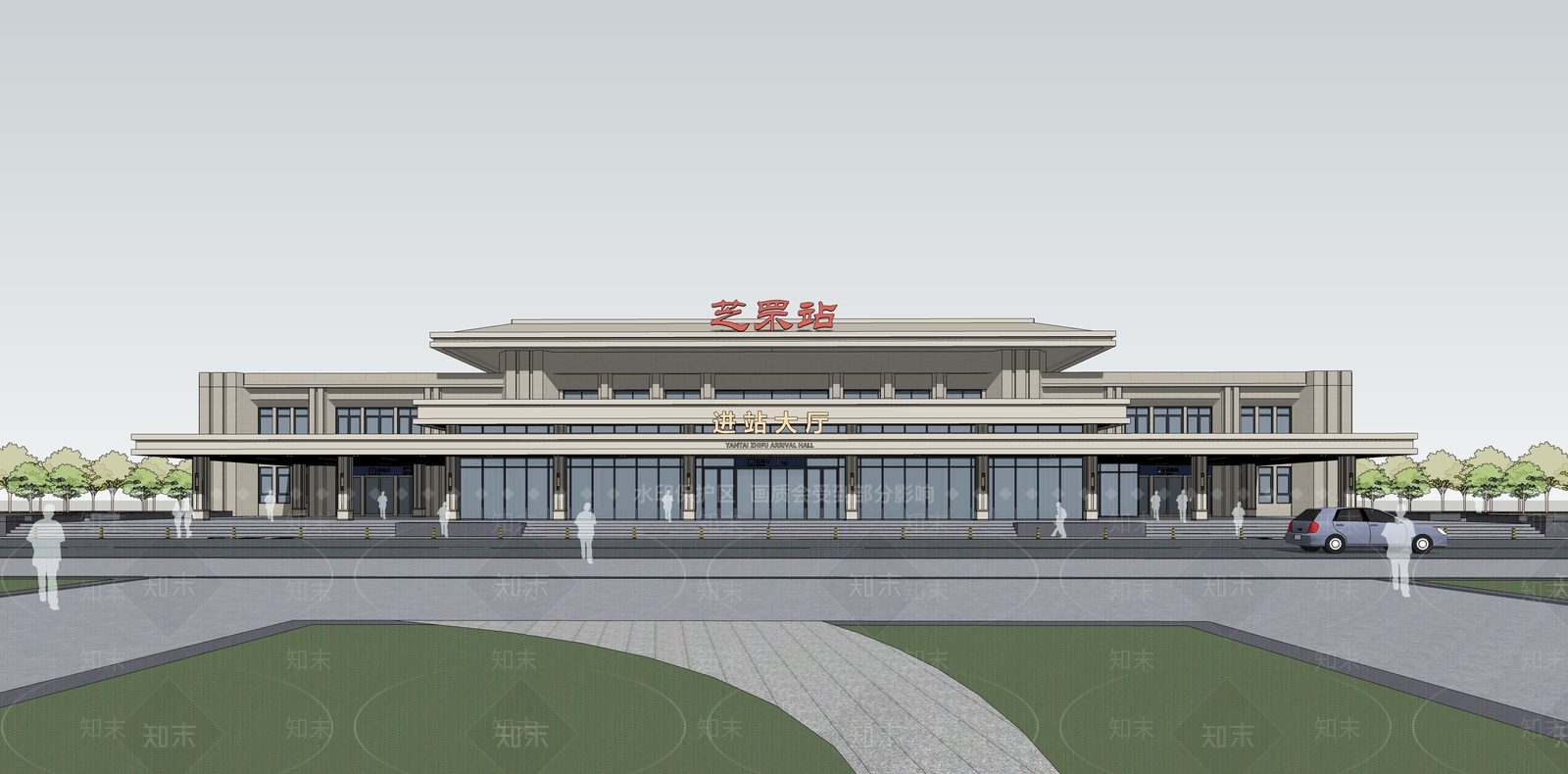 现代欧式火车站SU模型下载【ID:1202732867】