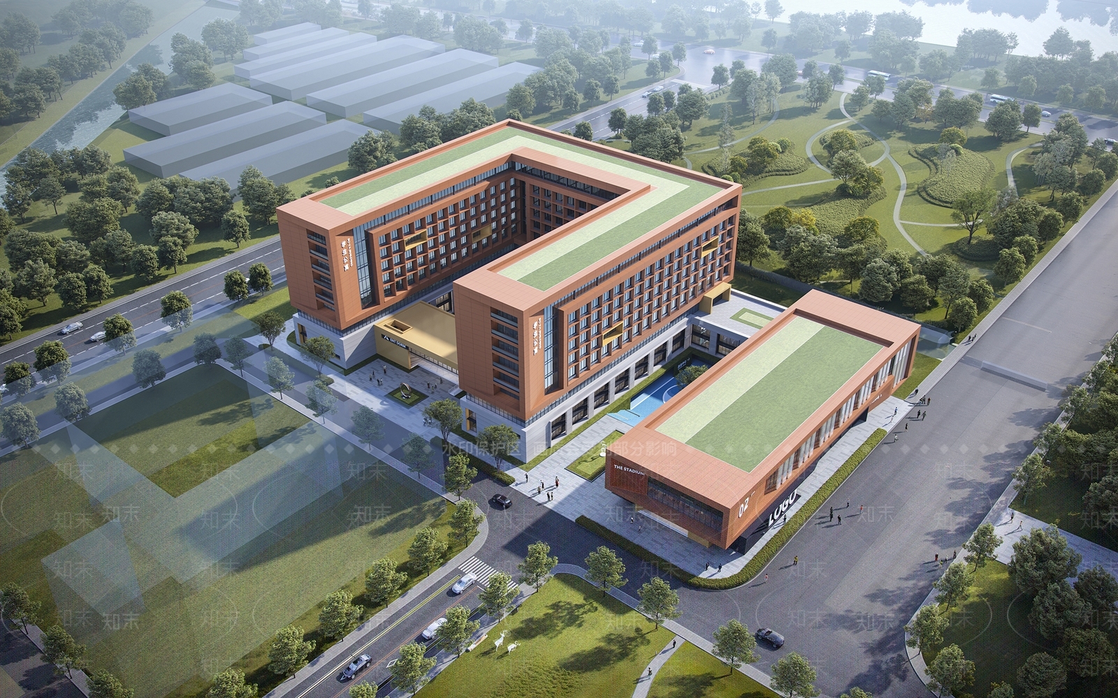 现代新中式学校建筑SU模型下载【ID:1202733277】