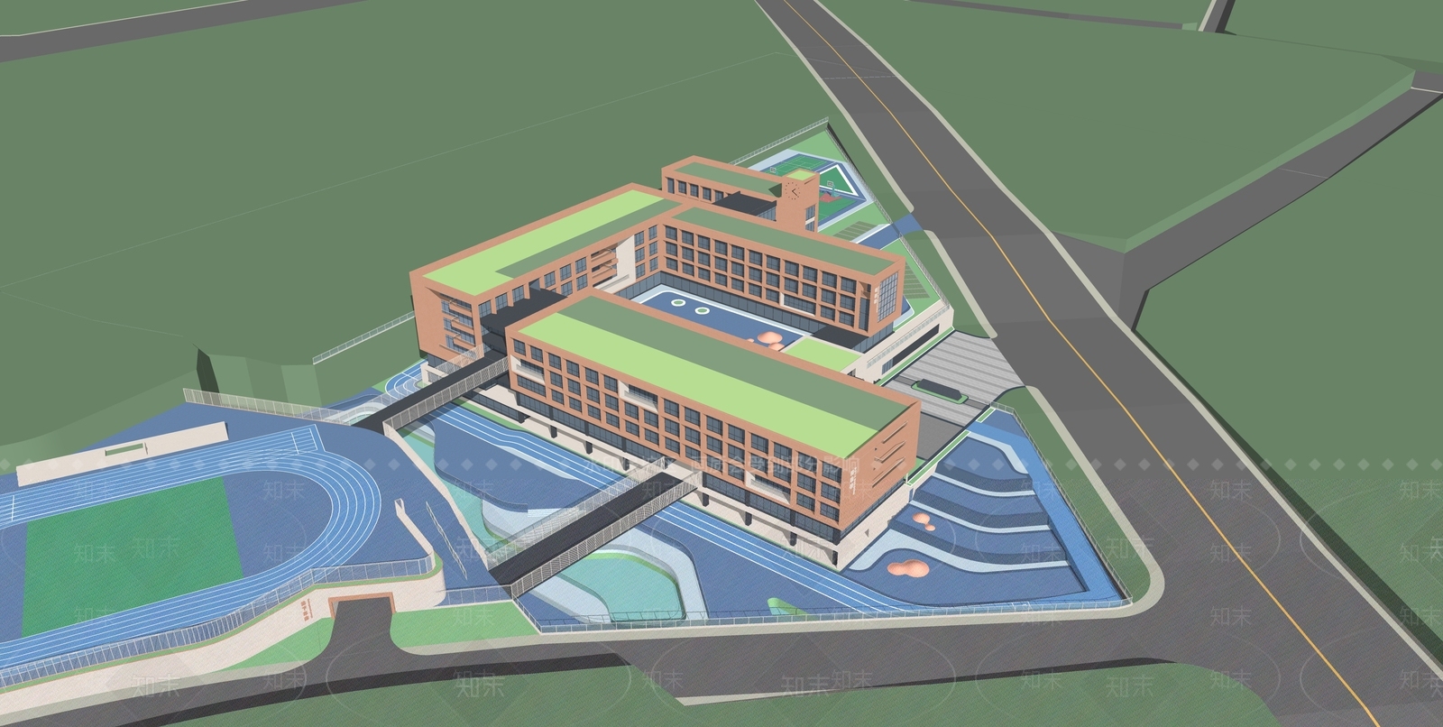 现代学校建筑SU模型下载【ID:1202737870】