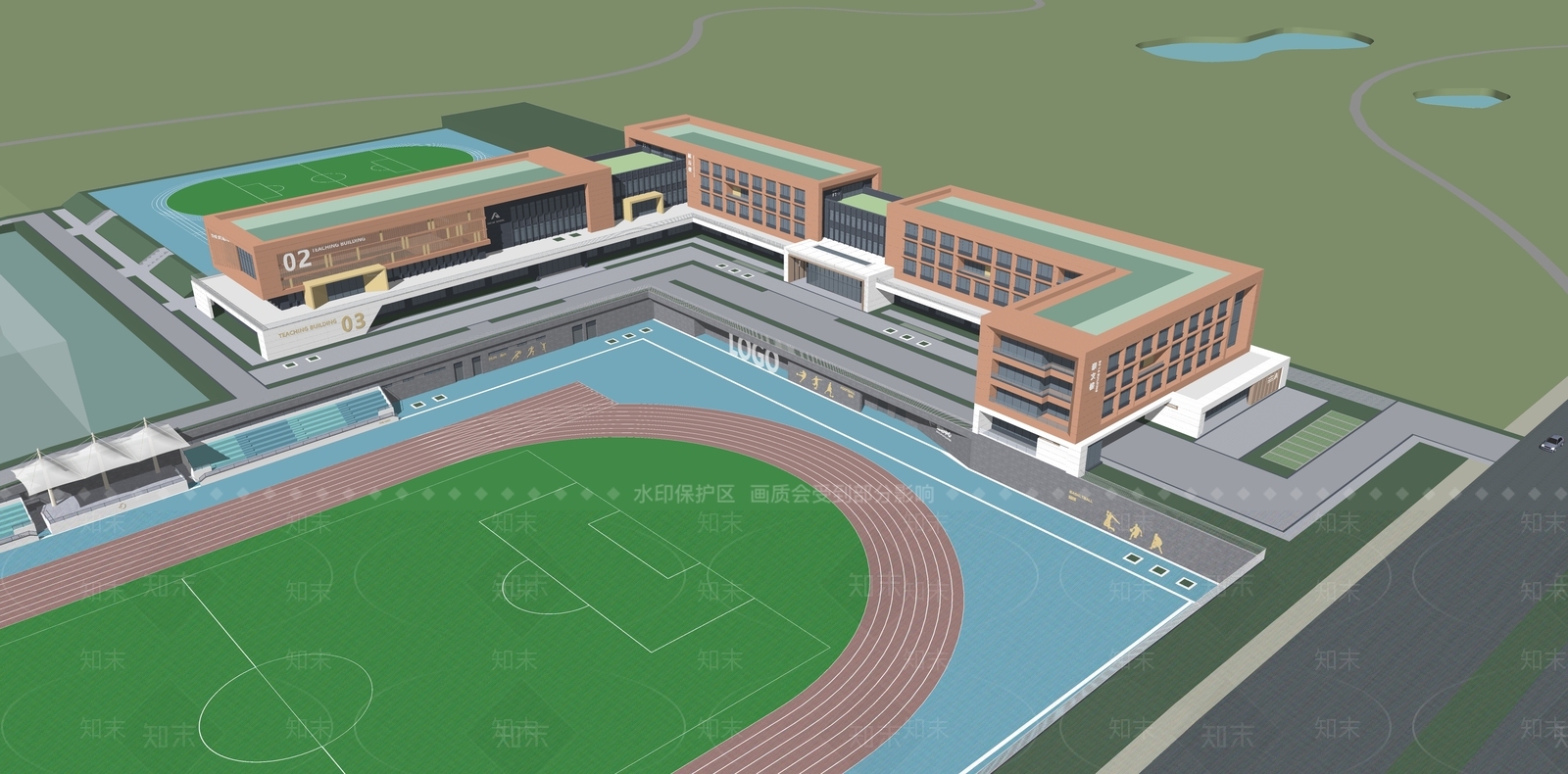 现代学校建筑SU模型下载【ID:1202738098】