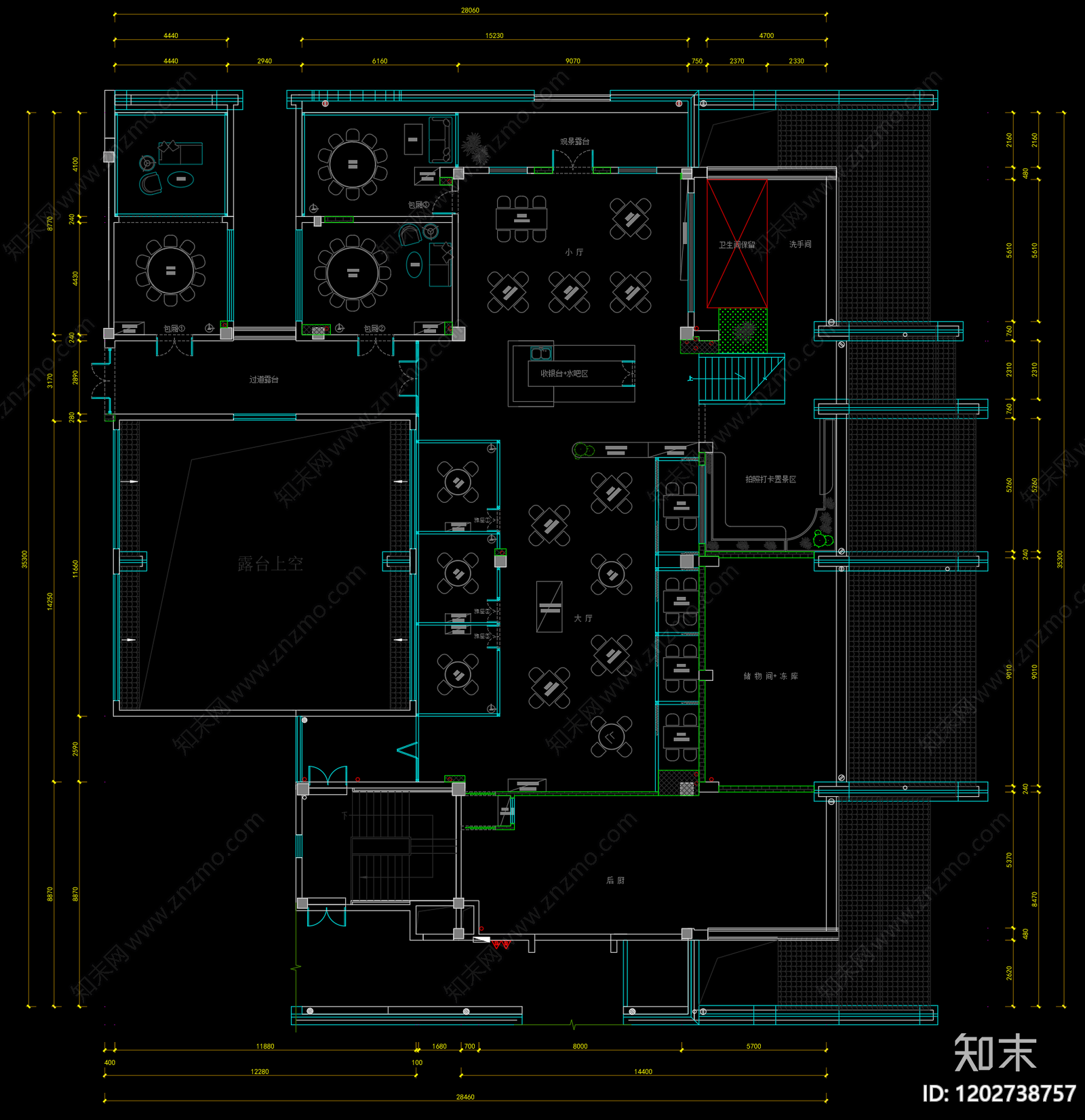 复古原木中餐厅cad施工图下载【ID:1202738757】