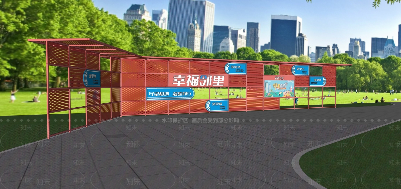 现代廊架SU模型下载【ID:1202741414】