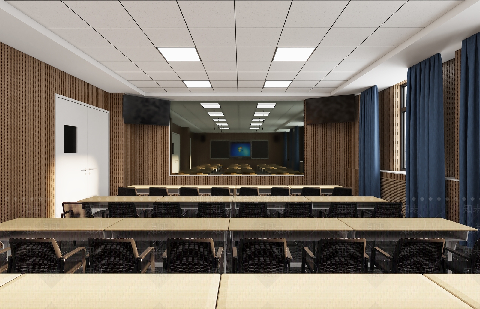原木现代教室3D模型下载【ID:1202743375】