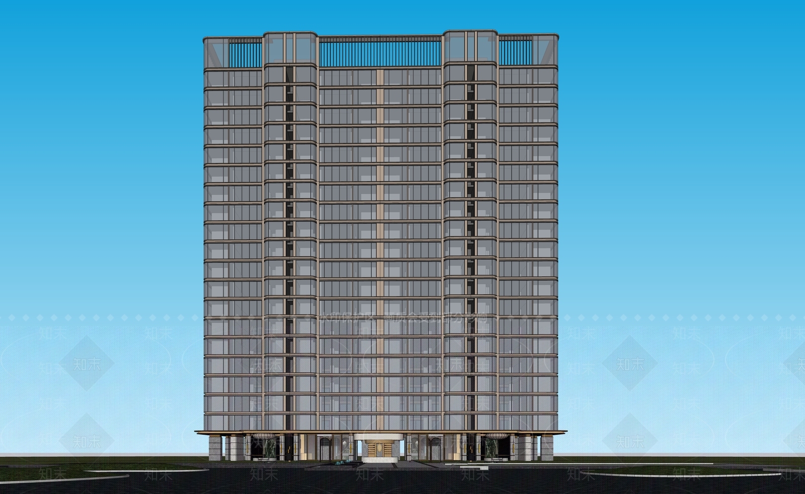 现代高层住宅SU模型下载【ID:1202744819】