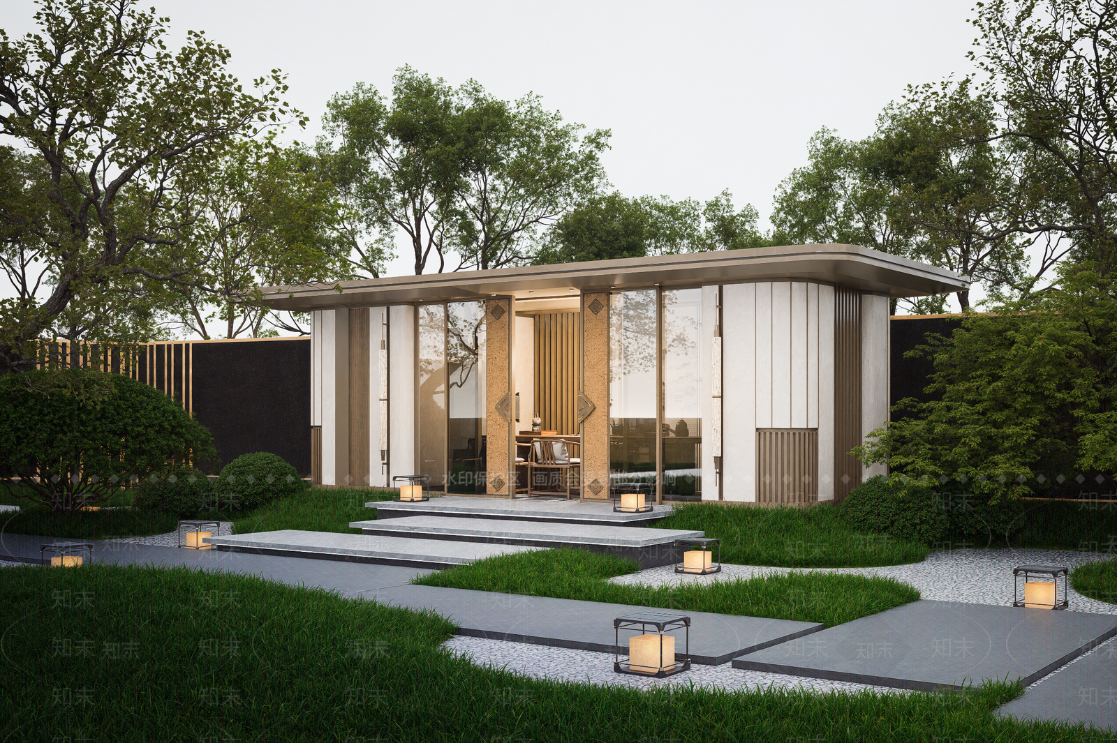 现代廊架SU模型下载【ID:1202745577】