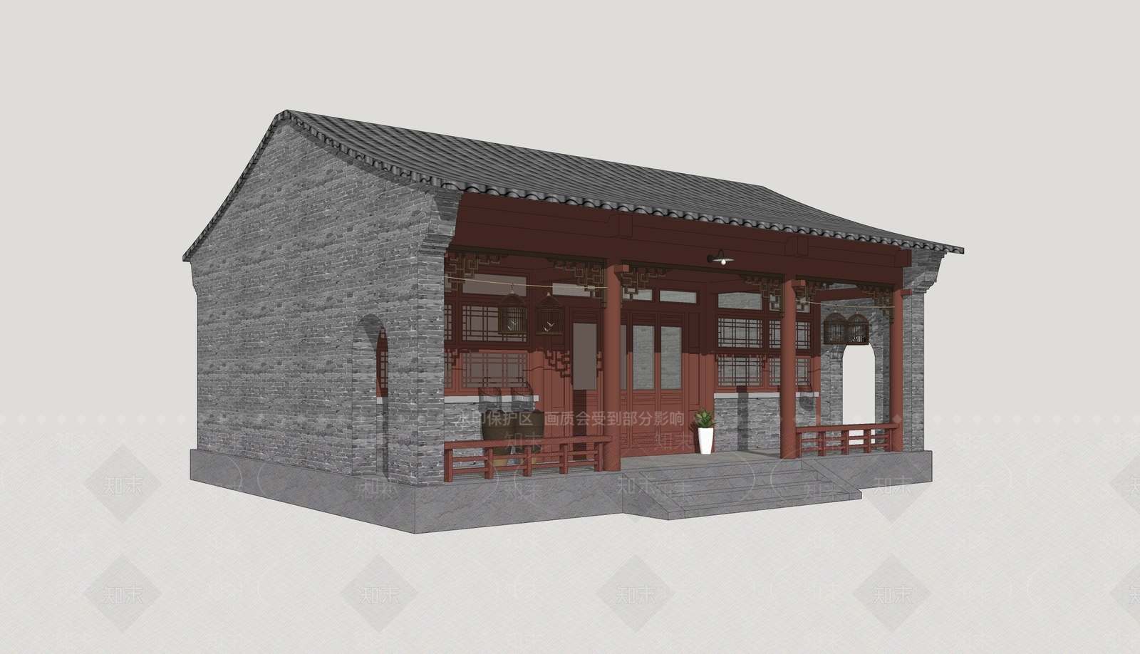 中式乡村民房SU模型下载【ID:1202745618】