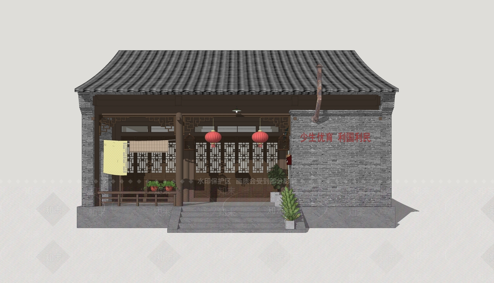 中式乡村民房SU模型下载【ID:1202745813】