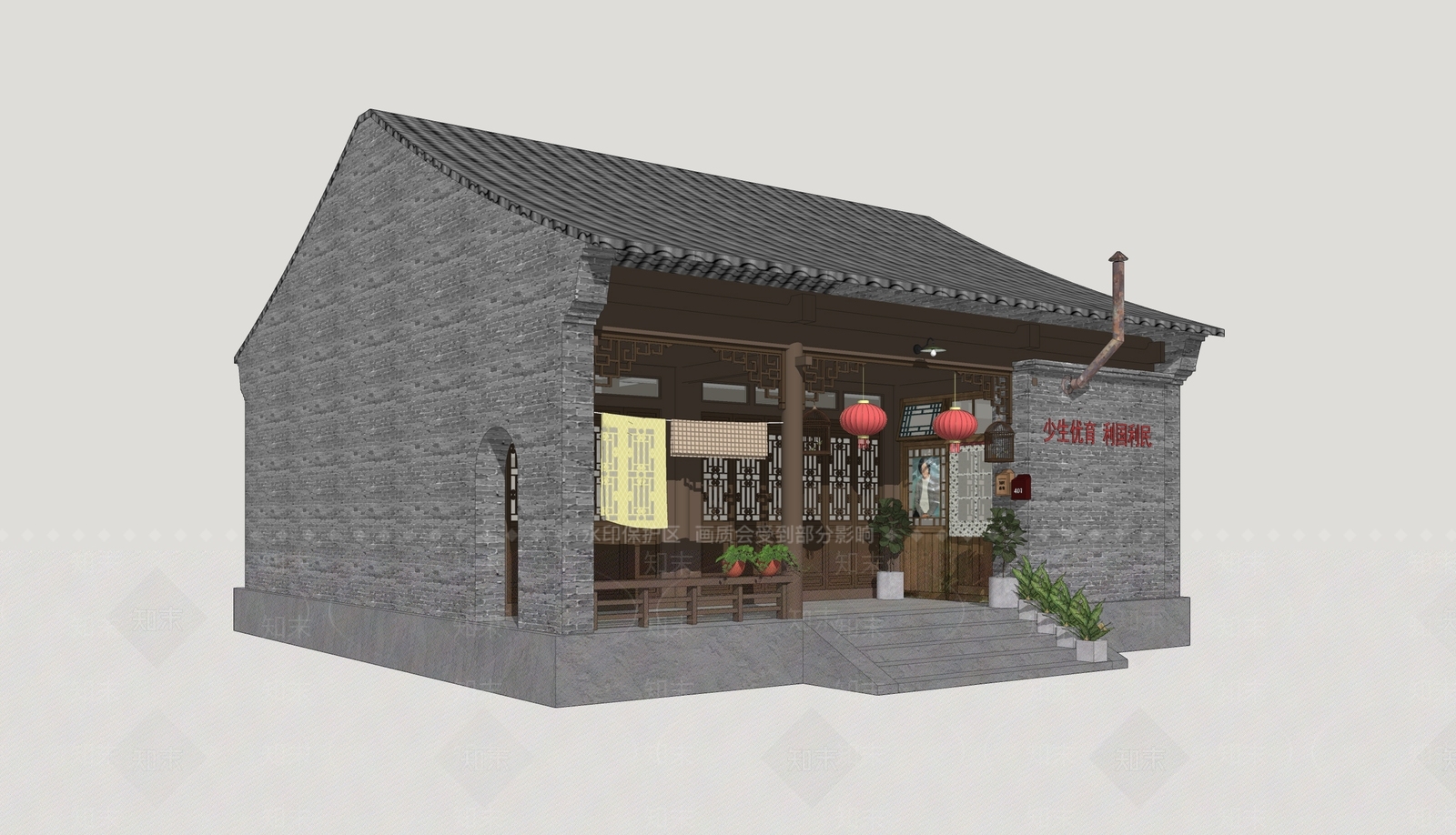 中式乡村民房SU模型下载【ID:1202745813】