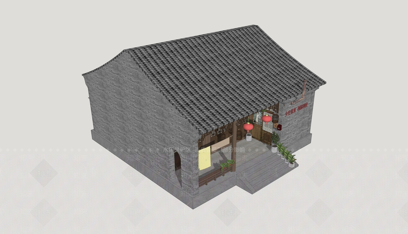 中式乡村民房SU模型下载【ID:1202745813】