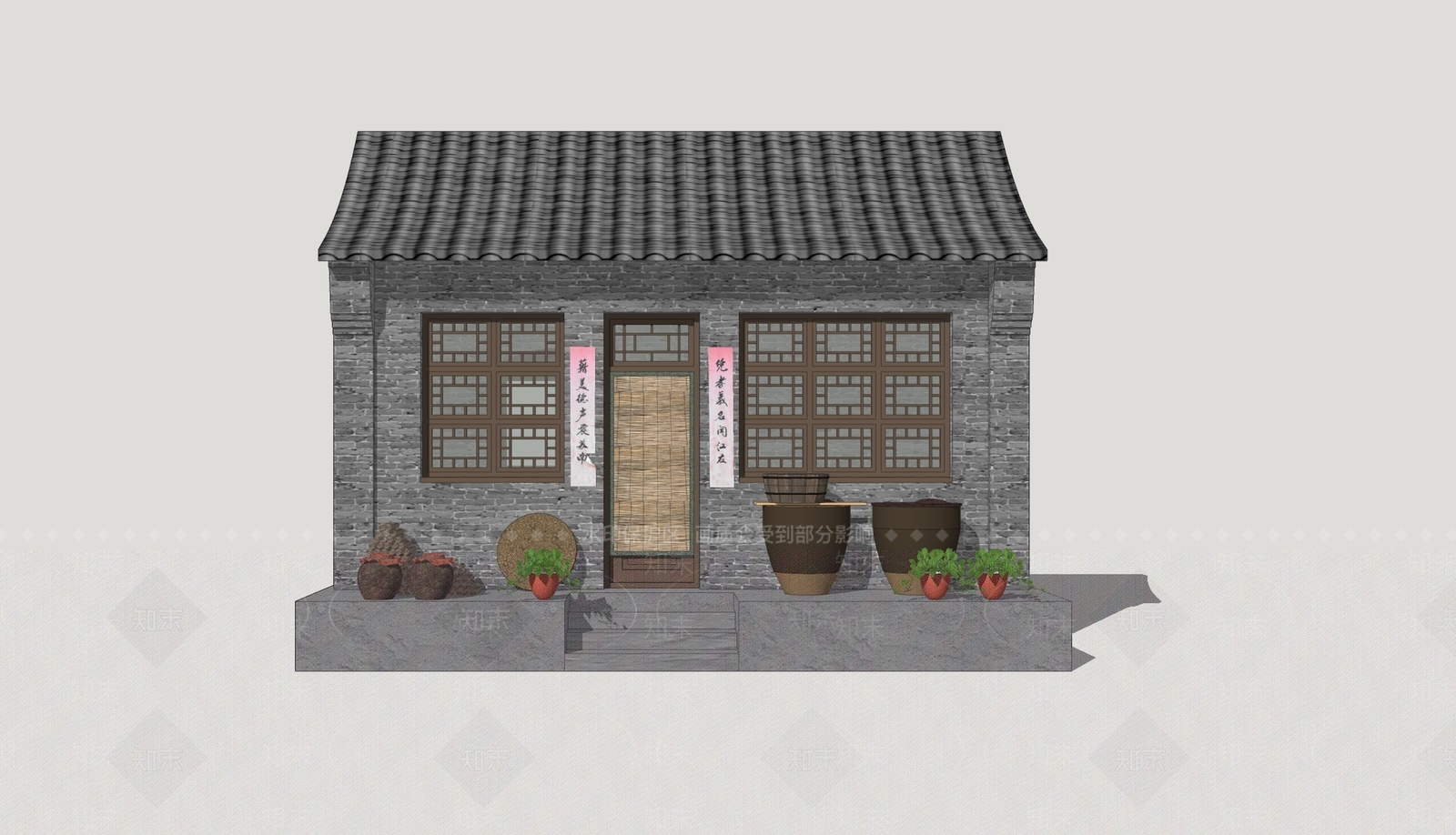 中式乡村民房SU模型下载【ID:1202745887】