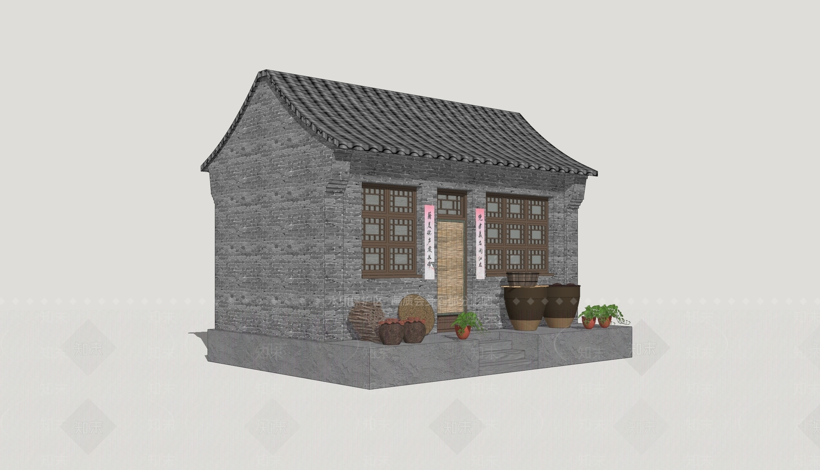 中式乡村民房SU模型下载【ID:1202745887】