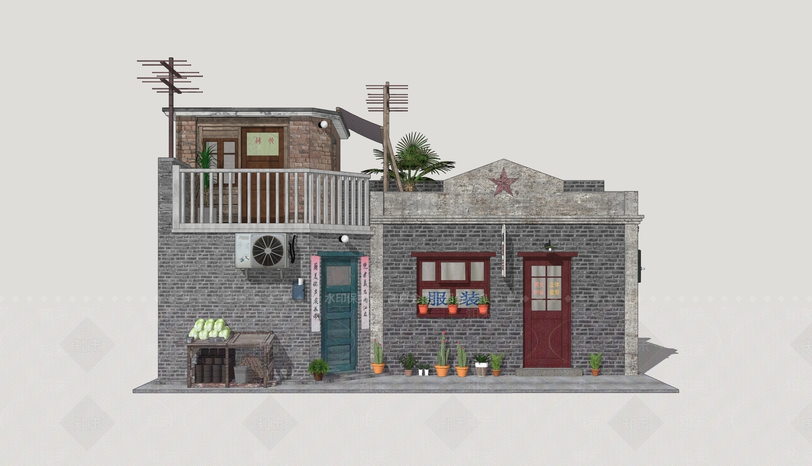 中式乡村民房SU模型下载【ID:1202745972】