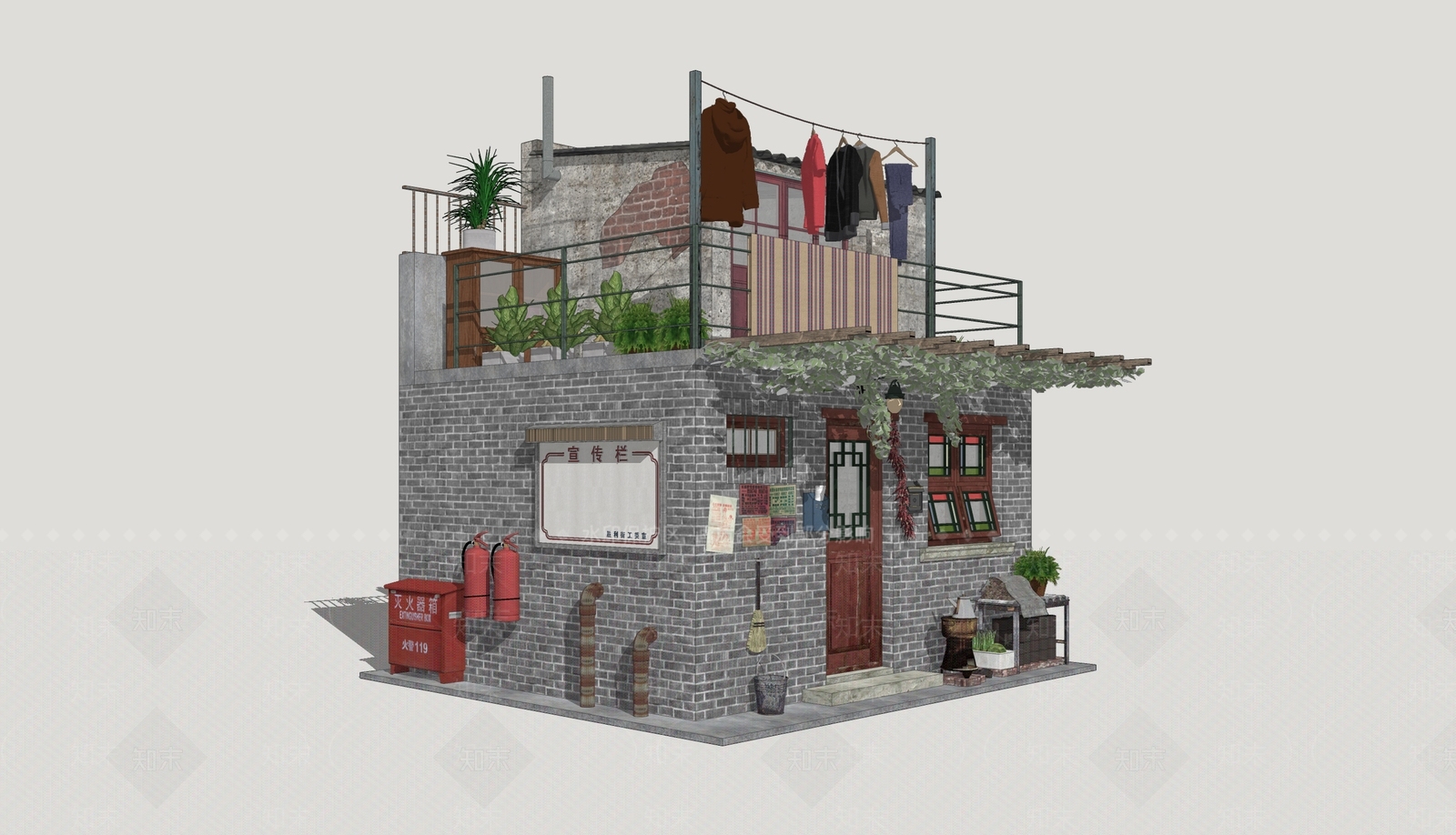 中式乡村民房SU模型下载【ID:1202746081】
