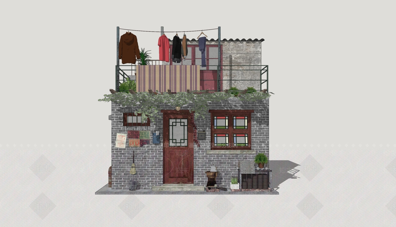 中式乡村民房SU模型下载【ID:1202746081】