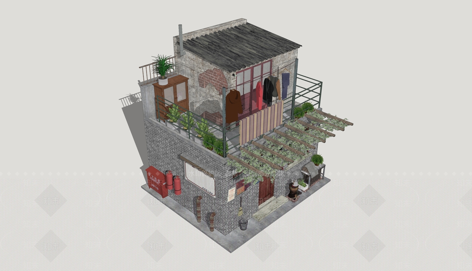 中式乡村民房SU模型下载【ID:1202746081】