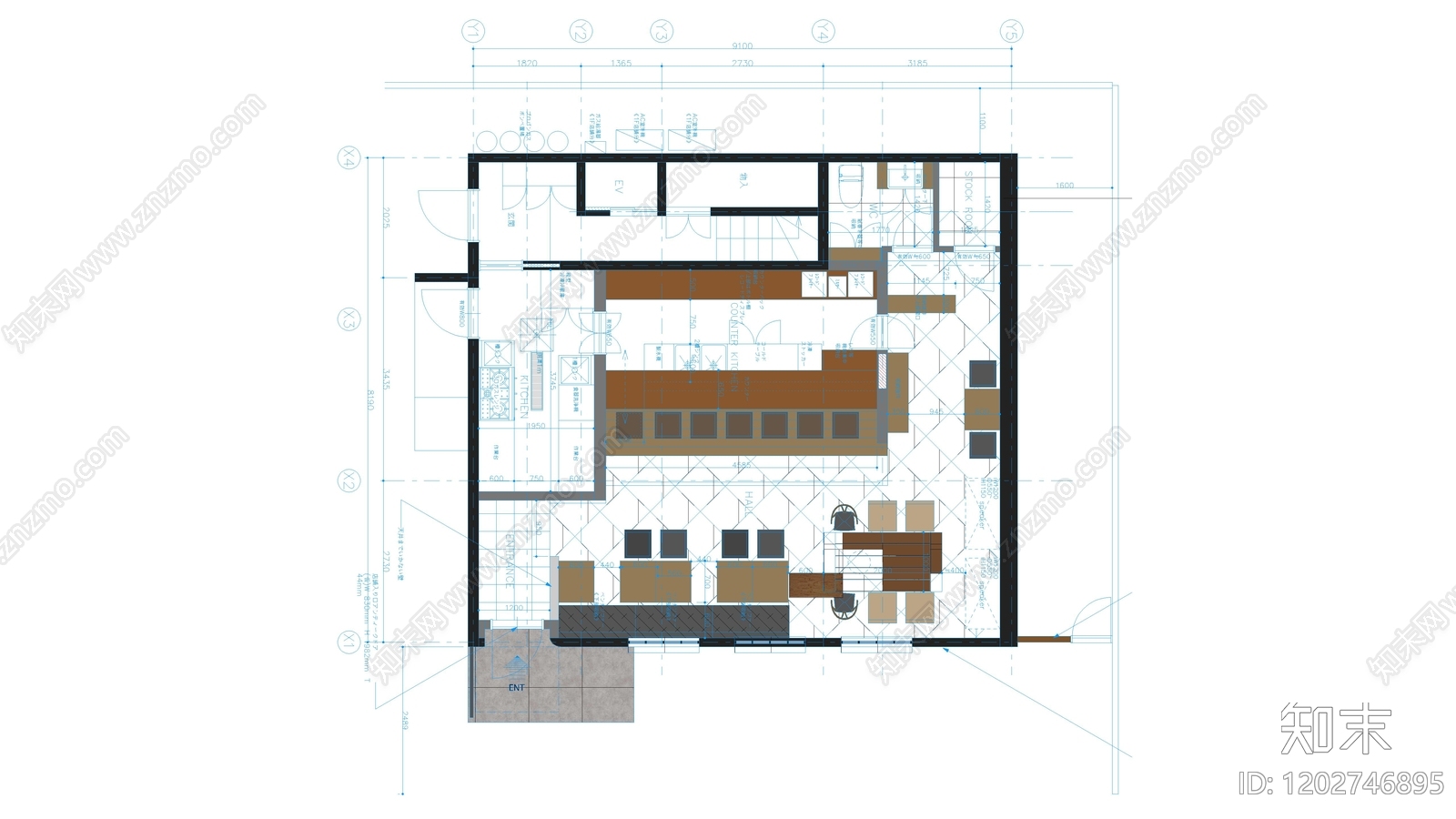 现代西餐厅施工图下载【ID:1202746895】