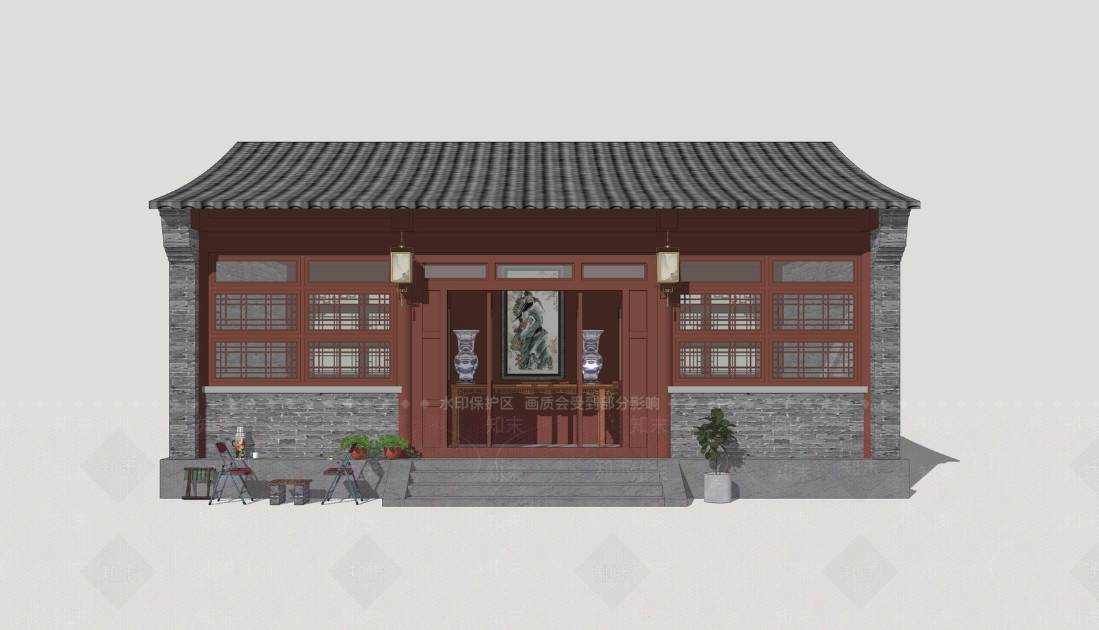 中式乡村民房SU模型下载【ID:1202749141】