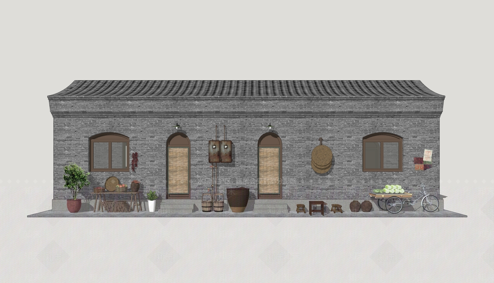 中式乡村民房SU模型下载【ID:1202749122】
