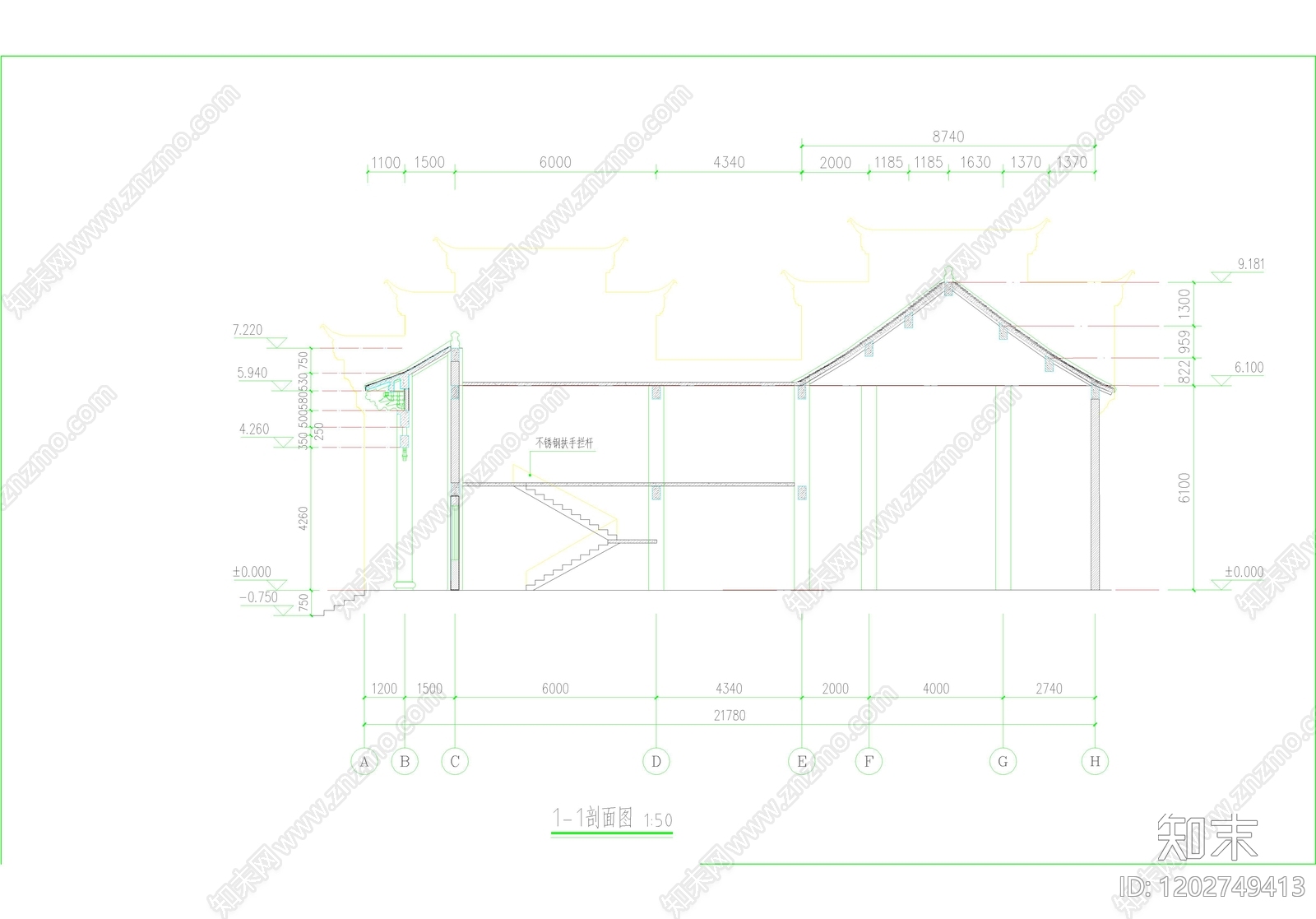徽派建筑cad施工图下载【ID:1202749413】
