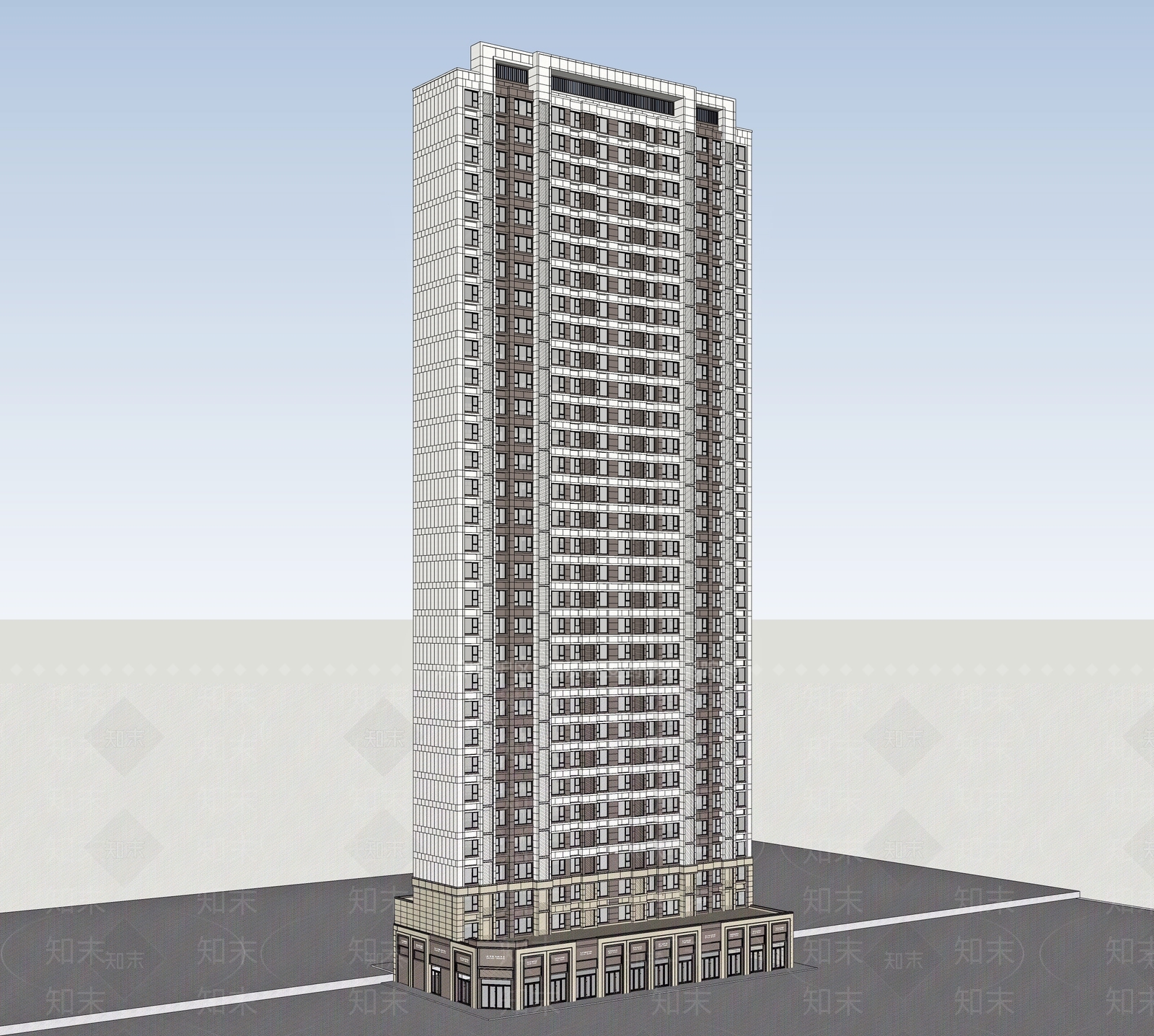 现代高层住宅SU模型下载【ID:1202749405】