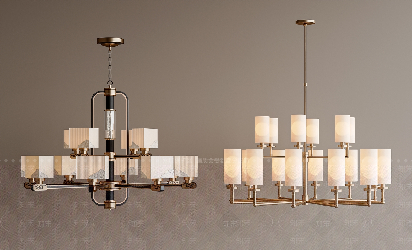 新中式中式吊灯3D模型下载【ID:1202749572】