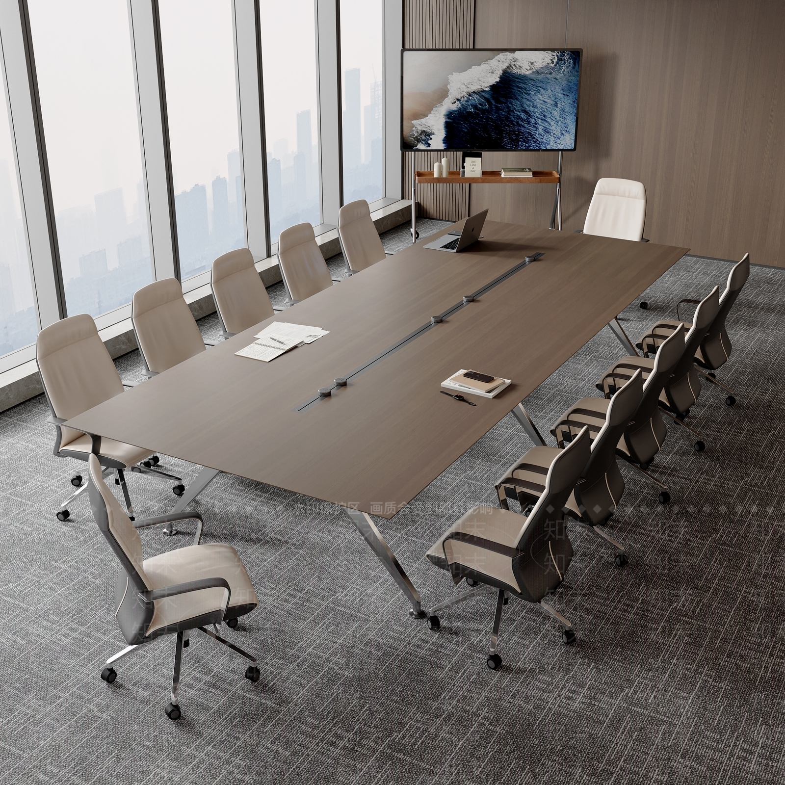 现代会议桌3D模型下载【ID:1202749992】