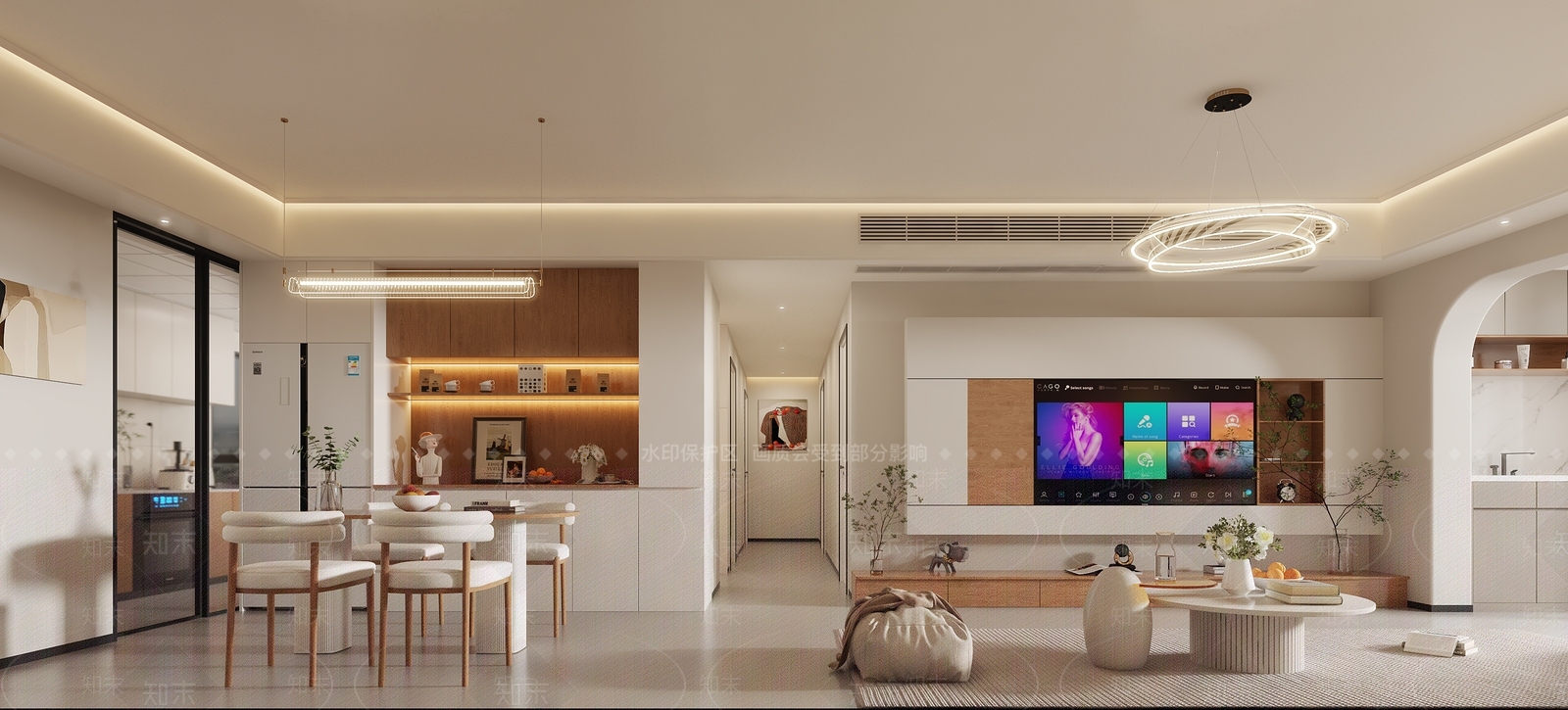 奶油原木家居客厅3D模型下载【ID:1202750824】