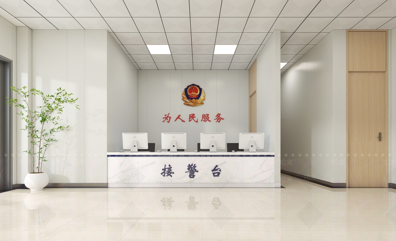 现代办公大厅3D模型下载【ID:1202751822】
