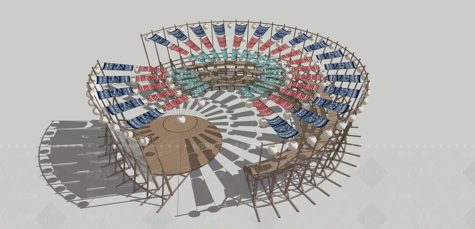 新中式露天舞台SU模型下载【ID:1202752895】