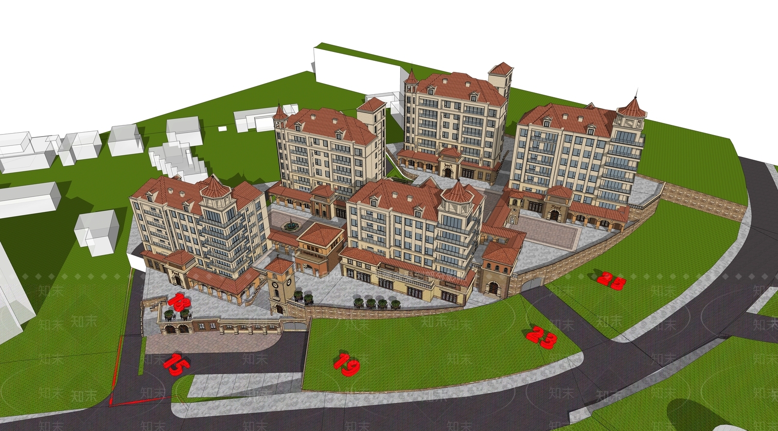 欧式多层住宅SU模型下载【ID:1202753471】