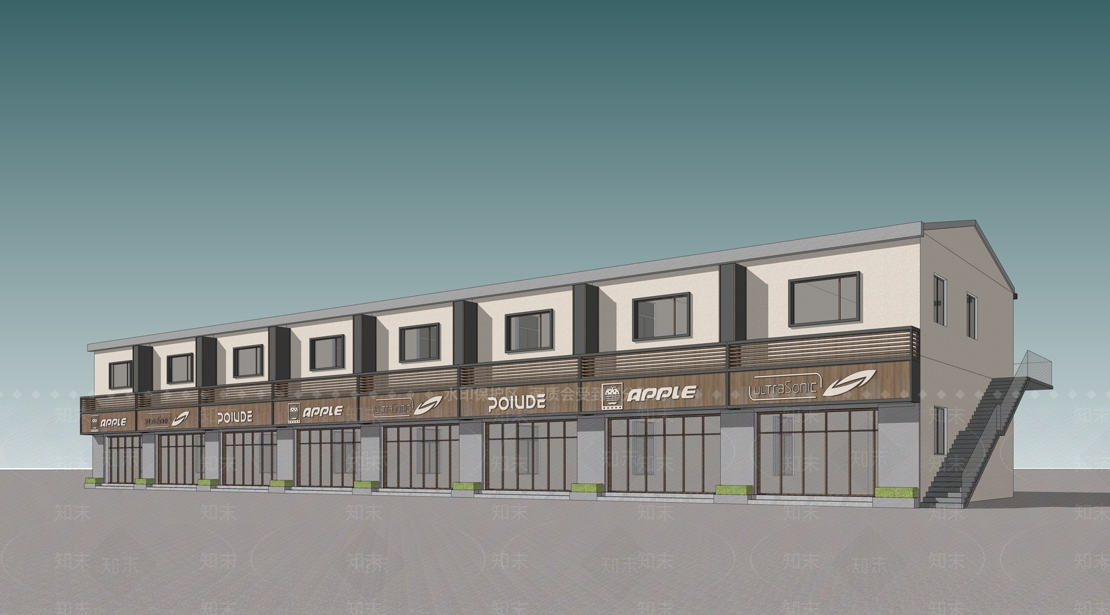 现代中式商业街SU模型下载【ID:1202753663】