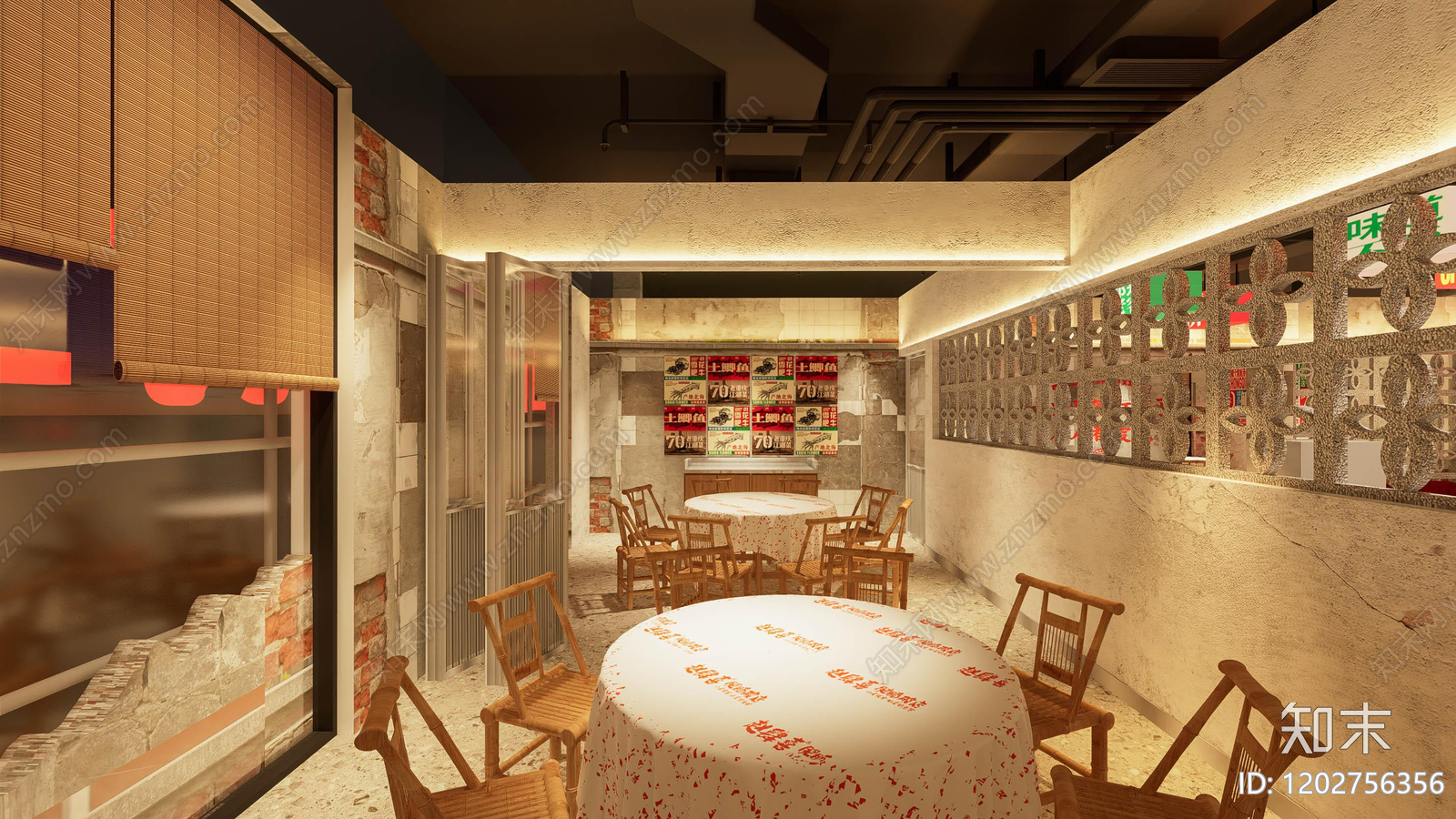 现代工业烧烤店cad施工图下载【ID:1202756356】