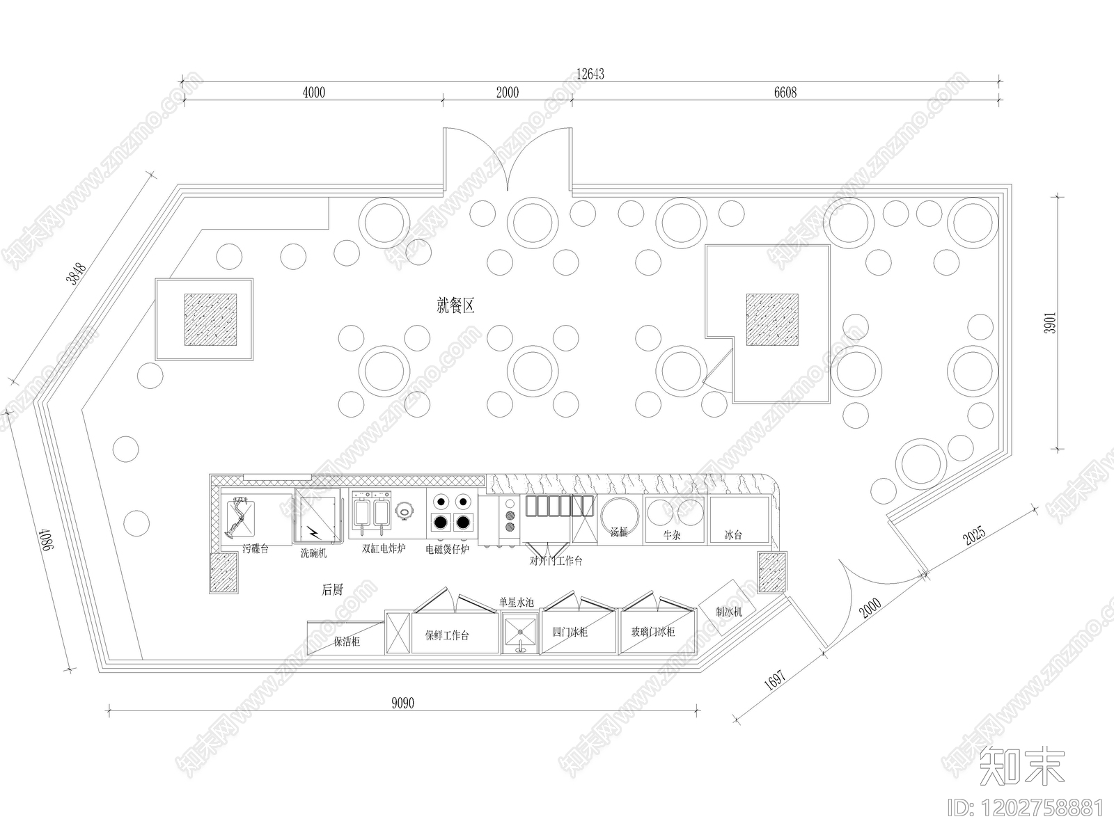 现代其他餐饮空间cad施工图下载【ID:1202758881】
