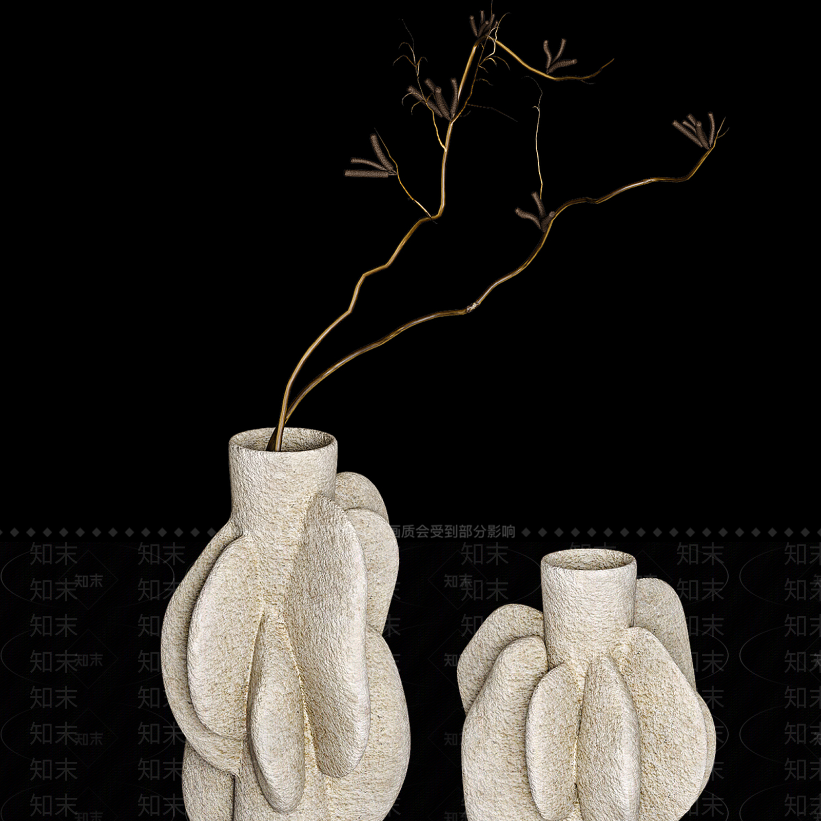 新中式侘寂花艺3D模型下载【ID:1202760969】