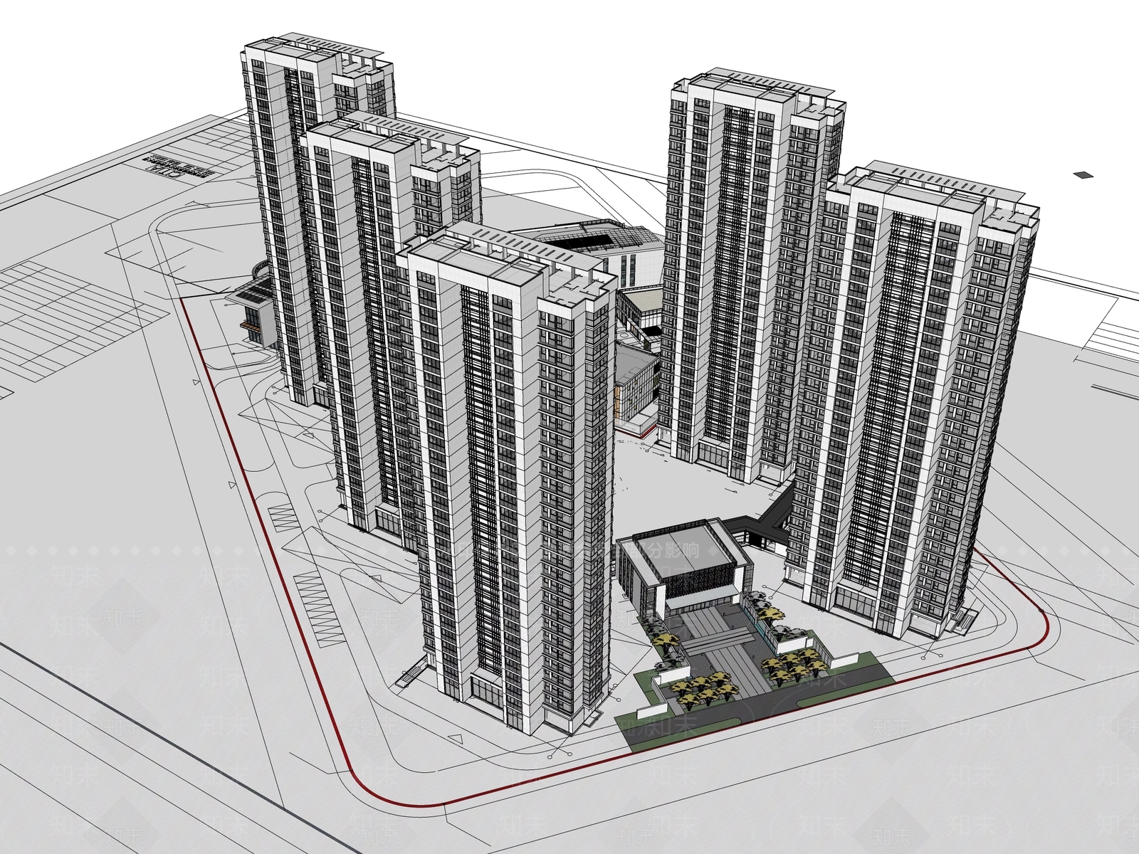 现代简约高层住宅SU模型下载【ID:1202762070】
