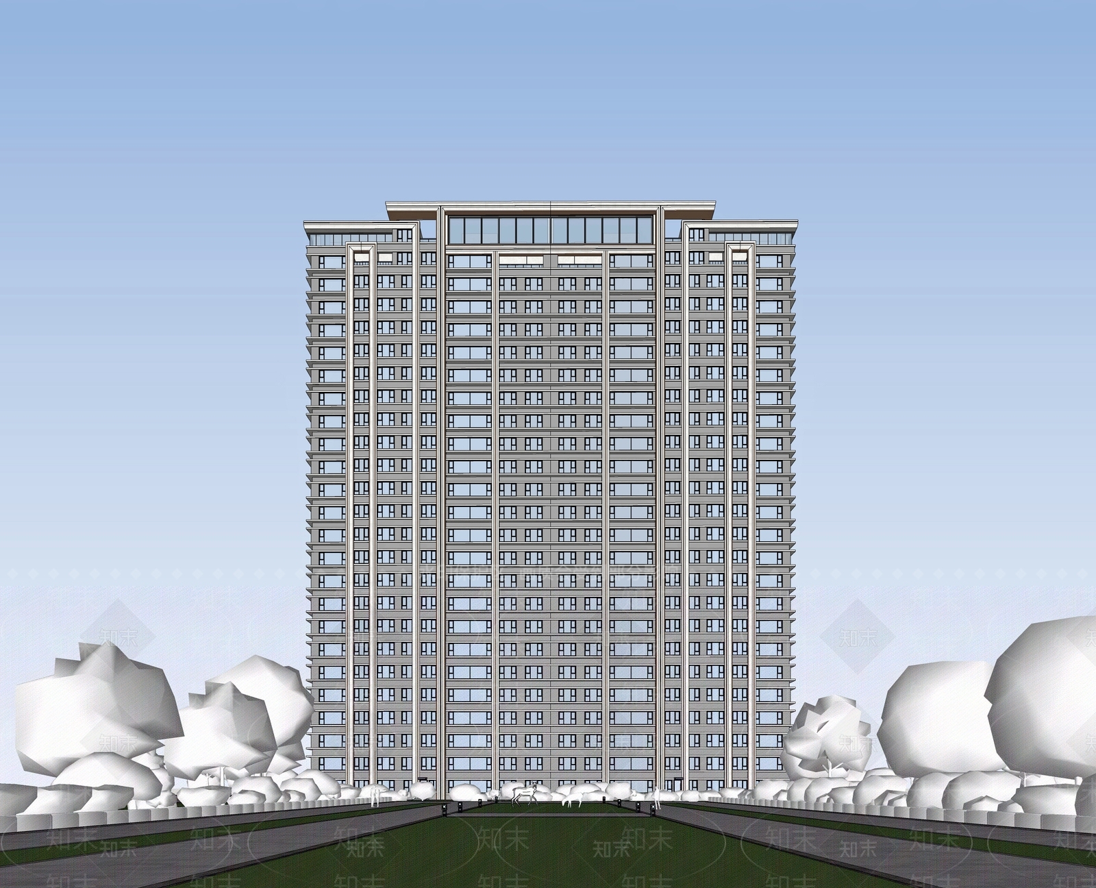 现代高层住宅SU模型下载【ID:1202762362】