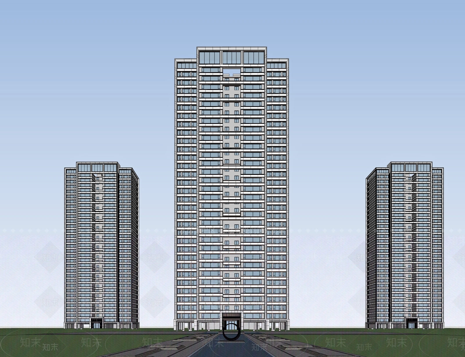 现代高层住宅SU模型下载【ID:1202763854】
