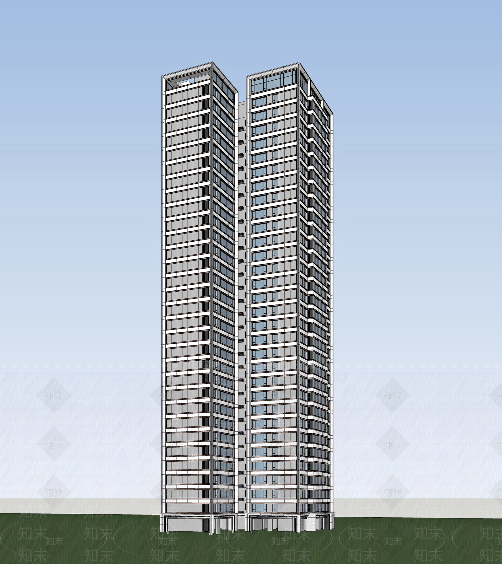 现代高层住宅SU模型下载【ID:1202763854】