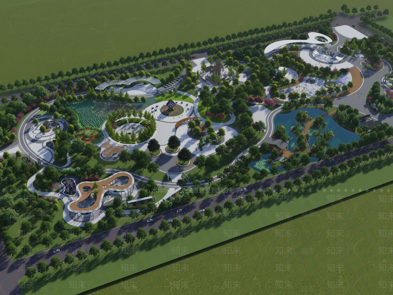 现代景观公园SU模型下载【ID:1202884904】