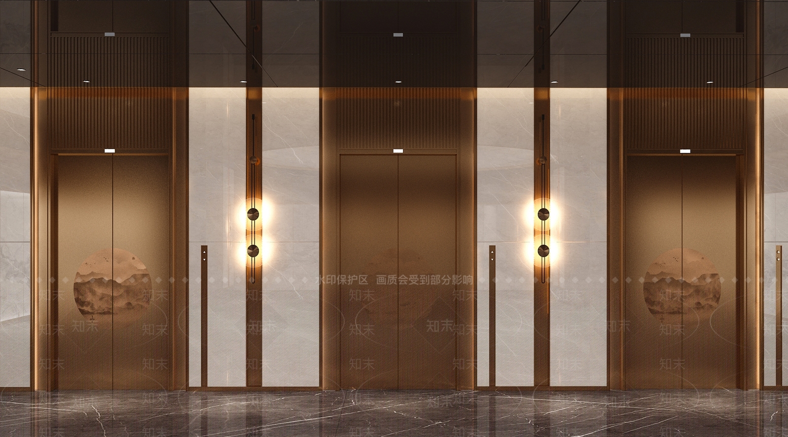 新中式中式电梯间3D模型下载【ID:1202769034】