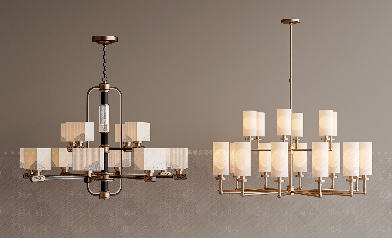 新中式中式吊灯SU模型下载【ID:1202772710】