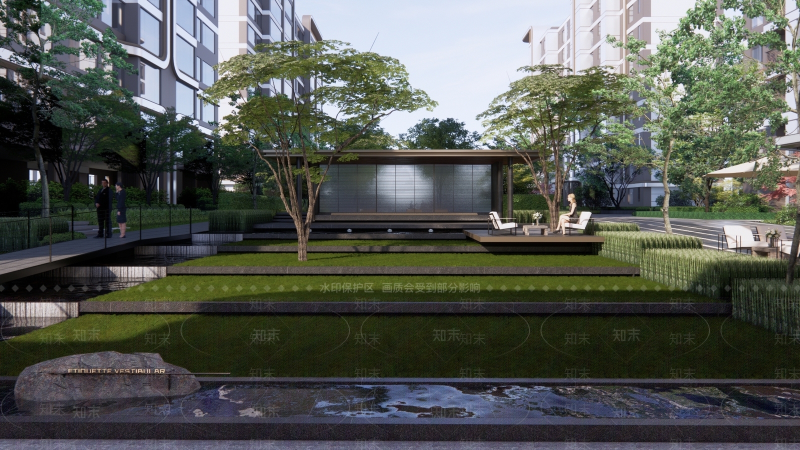 现代小区景观SU模型下载【ID:1202773519】