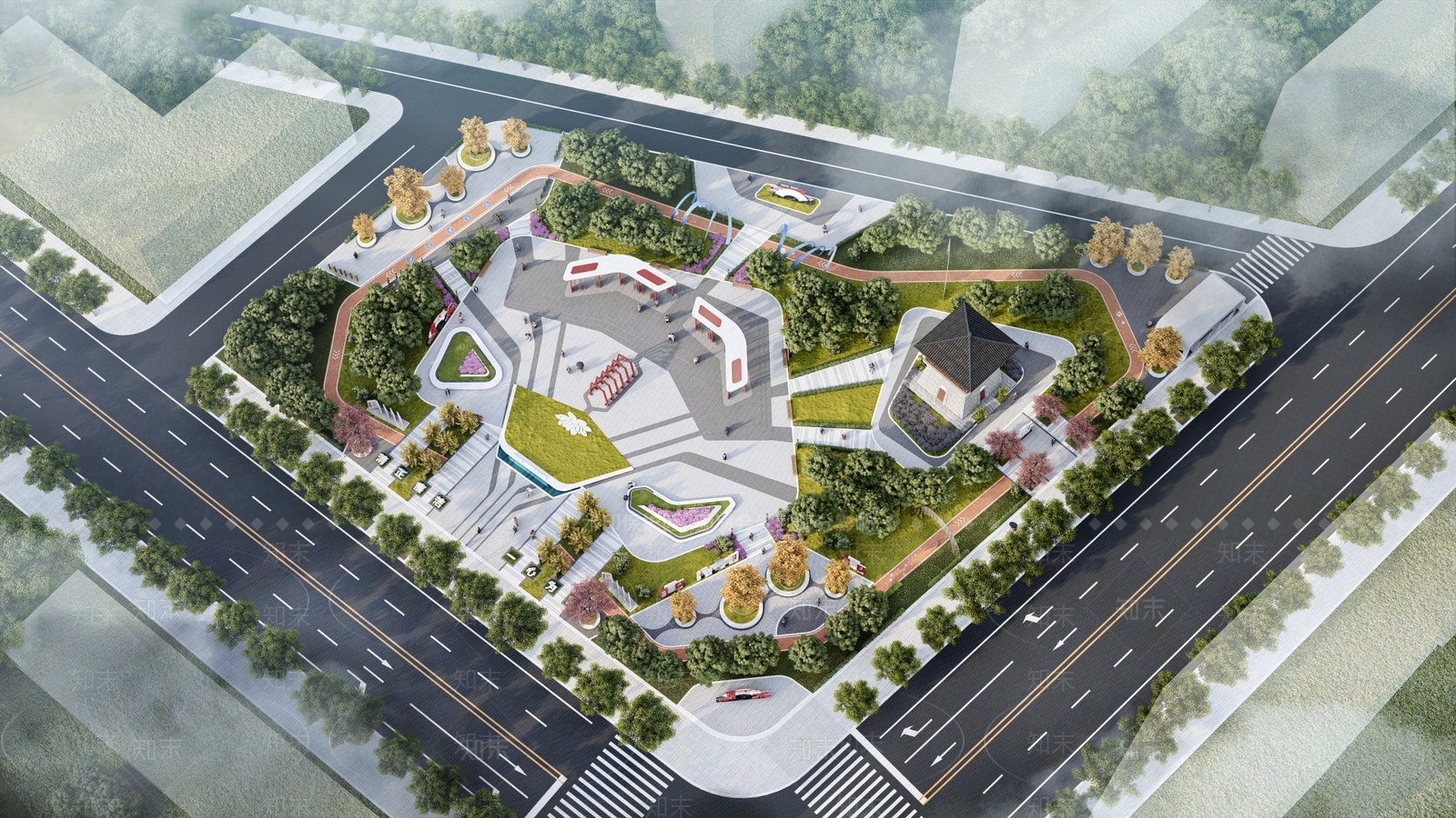 现代极简景观公园SU模型下载【ID:1202778268】