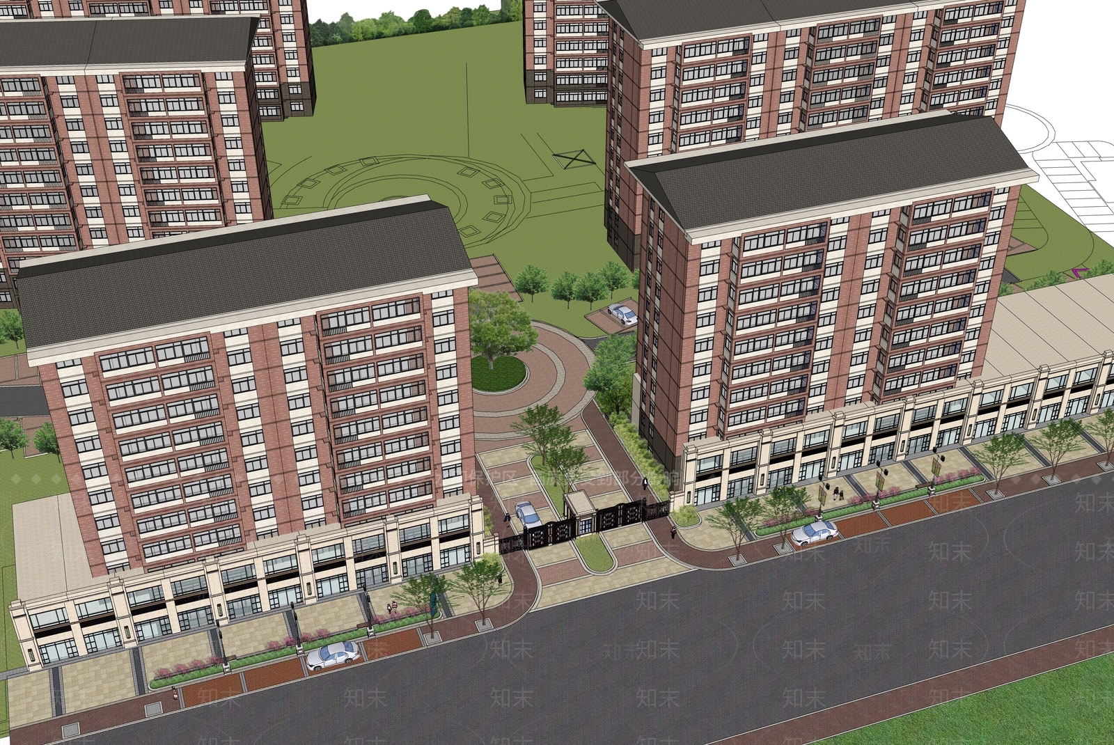 现代小区建筑SU模型下载【ID:1202780956】