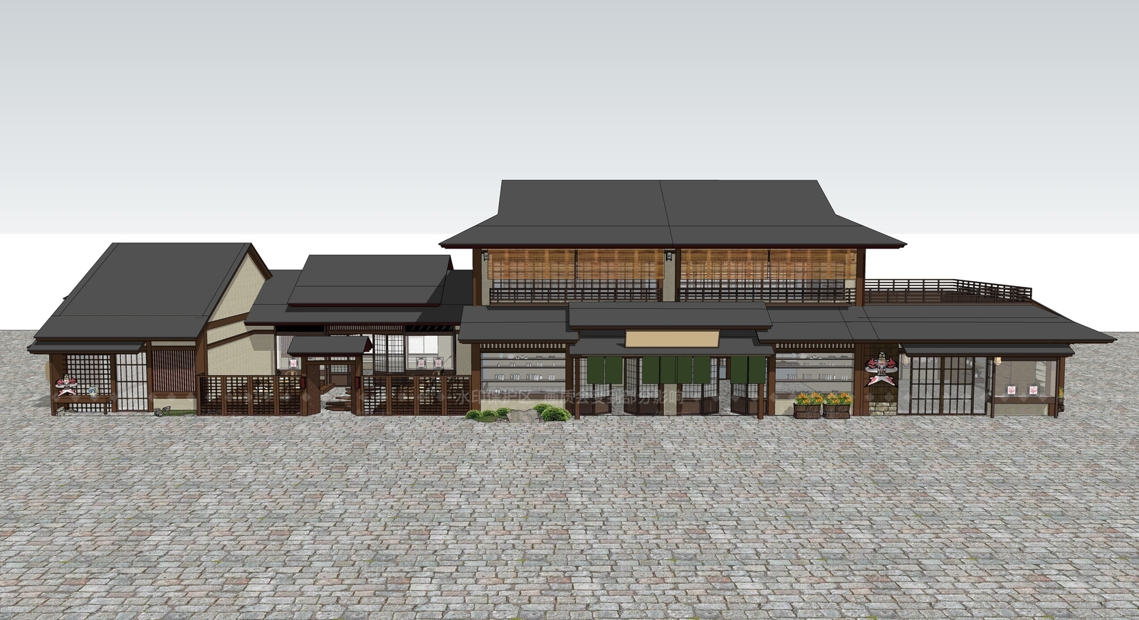 中式商业街SU模型下载【ID:1202783423】