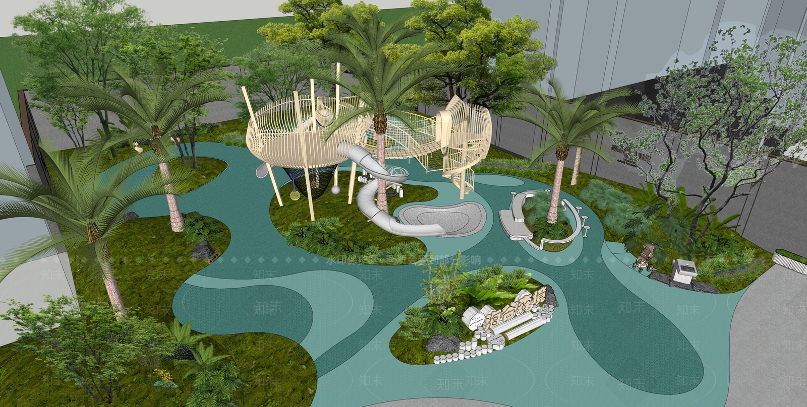 现代小区景观SU模型下载【ID:1202784087】