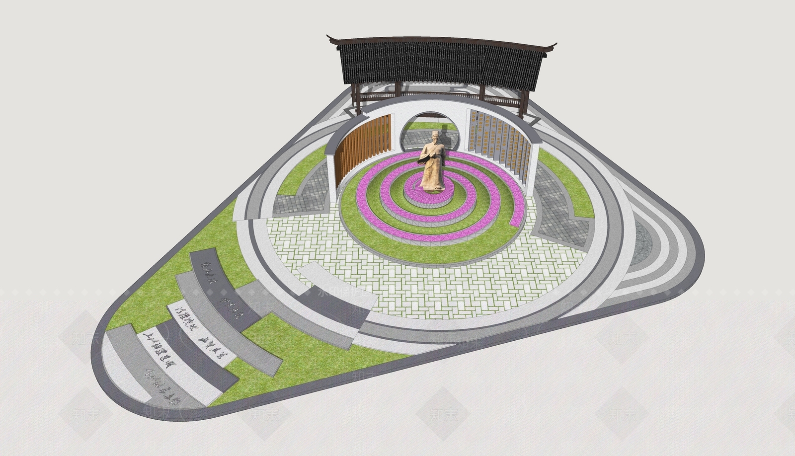 新中式现代景观公园SU模型下载【ID:1202785073】