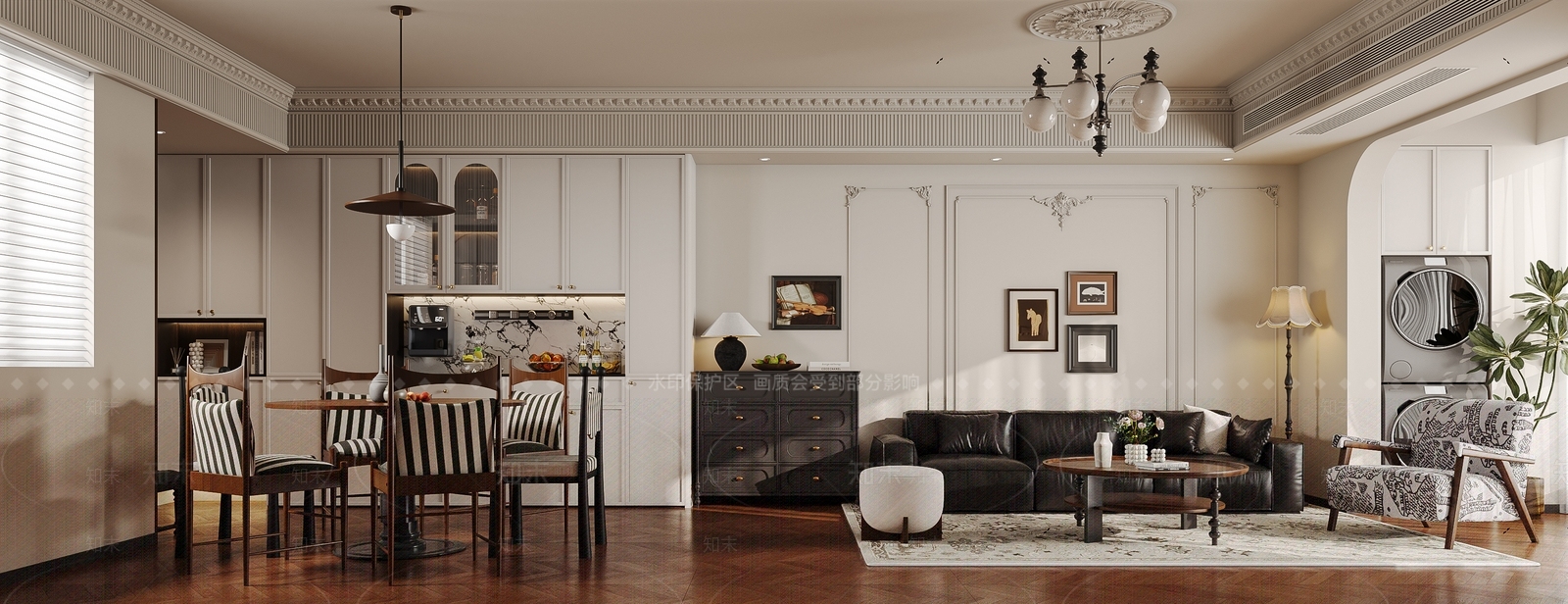 法式美式家居客厅3D模型下载【ID:1202786738】