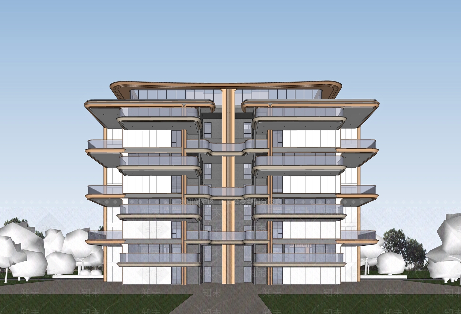 现代多层住宅SU模型下载【ID:1202787210】
